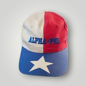 VTG Alpha Phi Texas Flag Snapback Hat Blue Star Red White Greek Sorority Cap 80s
